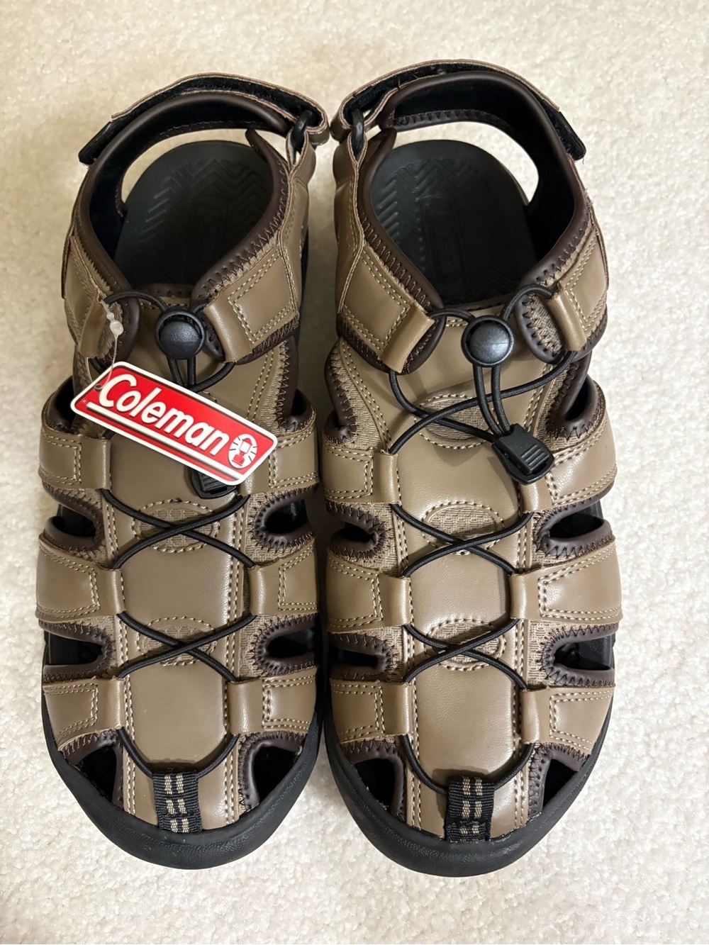 NWT Men’s Coleman Trevor Closed-Toe Fisherman Sandals Size 11 Tan